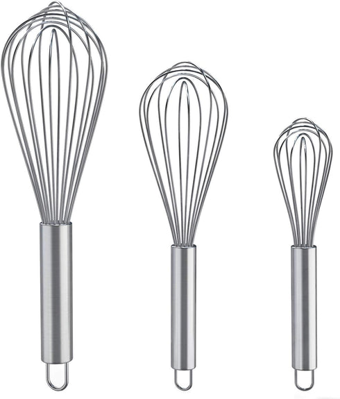 Whisks for Cooking, 3 Pack Stainless Steel Whisk Set for Blending, Beating, and Stirring, Enhanced Version Balloon Wire