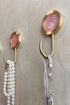 Solid Brass Decorative Wall Hook, Self-Adhesive Hole Free Wall Mount, Shining Gold Fancy Hook (Blossom Pink, Pack of 2)