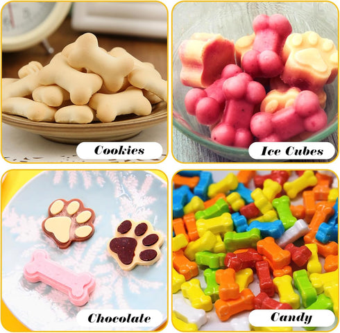 6PCS Silicone Molds Puppy Dog Paw and Bone, Non-Stick Chocolate Molds for Baking, Candy, Pudding, Jelly