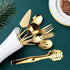OGORI Gold Serving Utensils Set, 8-Piece Polished Stainless Steel Flatware Include Serving Spoon, Fork, and Knife