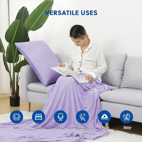 HOMFINE Cooling Blankets for Hot Sleepers - Lightweight Breathable Soft Double Side Blanket for Bed Couch Sofa, Purple,