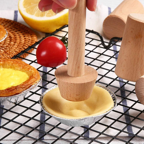 Tart Tamper Pastry Tamper Mold, Double Side Wooden Egg Tart Pusher for Kitchen Party Baking Tools