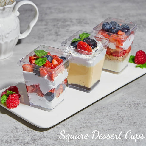 5 oz 75 25, Zezzxu Plastic Dessert Cups with Lids and Spoons Pcs Serves Banana Pudding Cups with Lids Mini Dessert