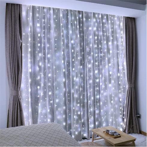 ZSJWL 300 LED White Curtain Lights, 9.8x9.8Ft DIY Fairy String Lights with Remote, 8 Modes Timer for Indoor Outdoor