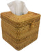 Decorative Square Rattan Tissue Box and Condiment Organizer, 6"x6" Napkin Holder for Dining Table