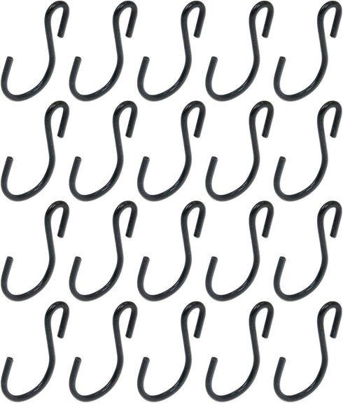 T Tulead S-Shape Hooks Hanger Hook, Black Light Duty Ornament Hooks, Small Iron Connector Pack of 20