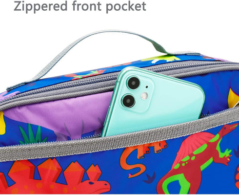 FlowFly Kids Insulated Lunch Box, Soft Bag Mini Cooler Thermal Meal Tote Kit for Girls, Boys, Dinosaur