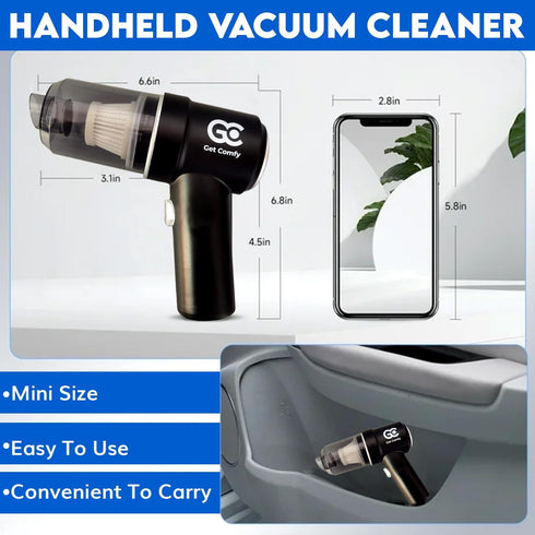 Cordless Handheld Car Vacuum Cleaner - High Power Mini Portable Wireless Vacuum & Blower - Rechargeable with Dock & Bag