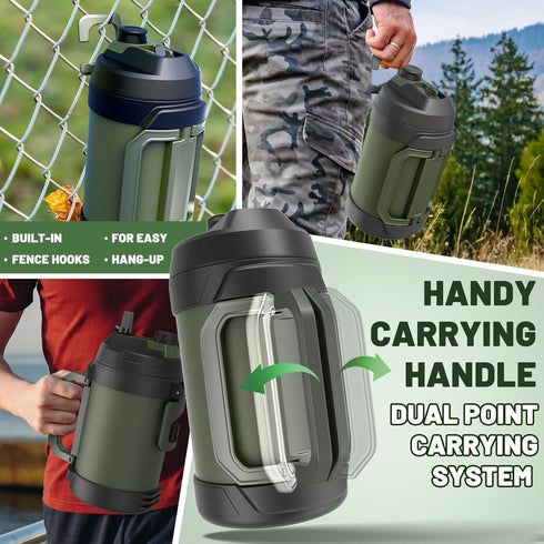 128oz 48 Hydraful Gallon Jug, Large Insulated Stainless Steel Sports Water Jug, Large Triple Wall Vacuum Insulation
