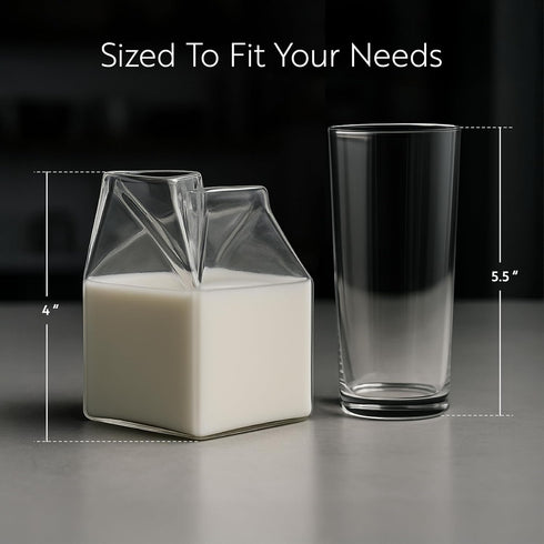 12 1 Restaurantware Ounce Glass Milk Carton Reusable Milk Carton Creamer - Durable Serve Cream Milk or Juice Clear