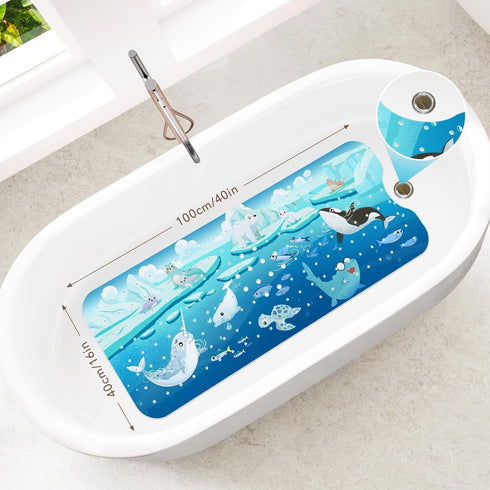 Slip-40 16 Inch, SHUCHING Polar Animal Bath Mat for Tub Non X Bathtub Mat Non Slip for Baby Kids, Toddler Long Shower