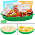 Palm Leaf Serving Trays | 12 Pcs Green Plastic Hawaiian Snack Trays | Tropical Party Serving Platter for BBQ, Summer