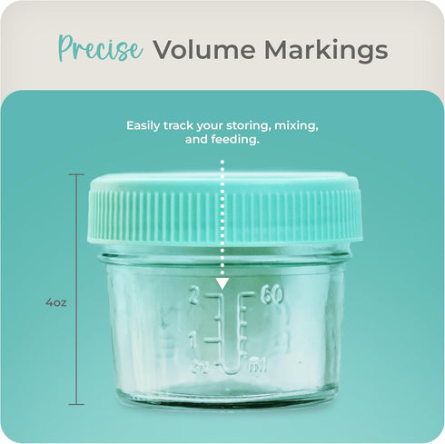 4oz (12-Pack) Mason Bottle Breast Milk Storage Jars Reusable Glass Baby Food Containers with Lid for Baby Formula