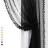 Treatmentex Black Pom Pom Sheer Curtains for Bedroom, 63" Linen Texture Decorative Voile Panels (2 Pack)