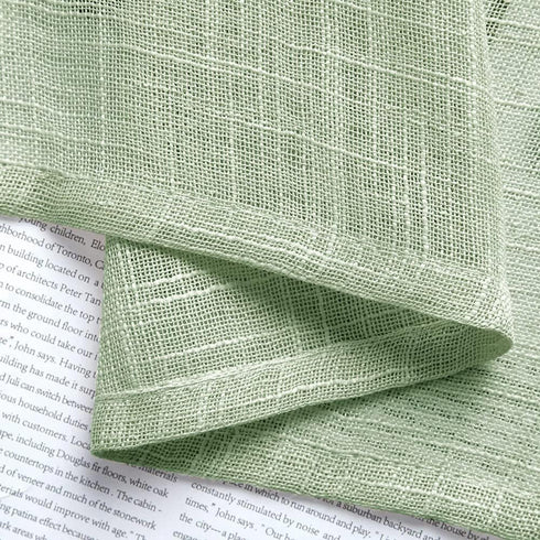 XTMYI Sage Green Boho Curtains Set for Kitchen Bathroom, Lightweight Sheer Window Curtains, 30 Inch Length