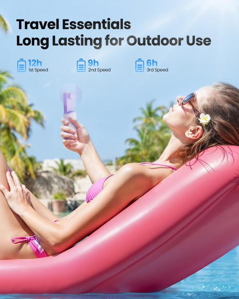 Gaiatop Portable Handheld Fan, Cute Clouds Mini Slide Fan, 3 Speed USB Rechargeable for Beach Travel Gifts for Women
