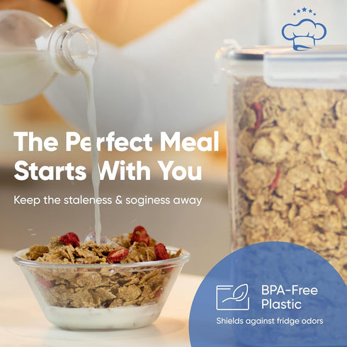 Set (4L,135.2 Oz), Set (4) Cereal Containers Storage Large Airtight Food Storage Containers for Kitchen & Pantry