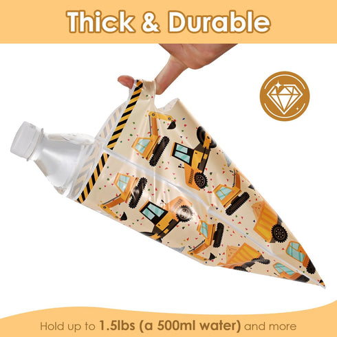 HappFestiv 50 Pcs Construction Party Favor Bags, Construction Vehicle Plastic Treat Bags, Engineering Vehicle Gift