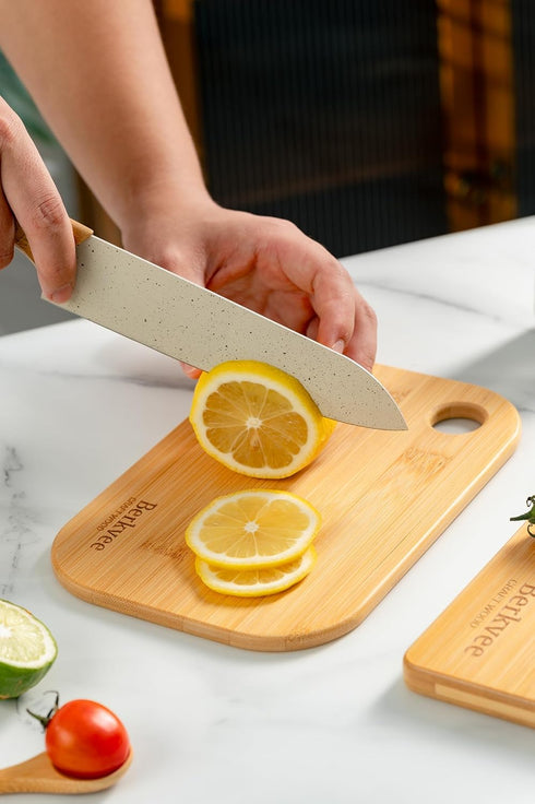 Small Bamboo Wood Cutting Board Set, 2 Pieces, Mini Lightweight Wooden Cutting Board, BPA Free