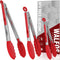 Walfos Kitchen Tongs, 7" 9" and 12" Heat Resistant Cooking Tongs, Stainless Steel and BPA Free Silicone Tips, Set of 3