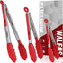 Walfos Kitchen Tongs, 7" 9" and 12" Heat Resistant Cooking Tongs, Stainless Steel and BPA Free Silicone Tips, Set of 3