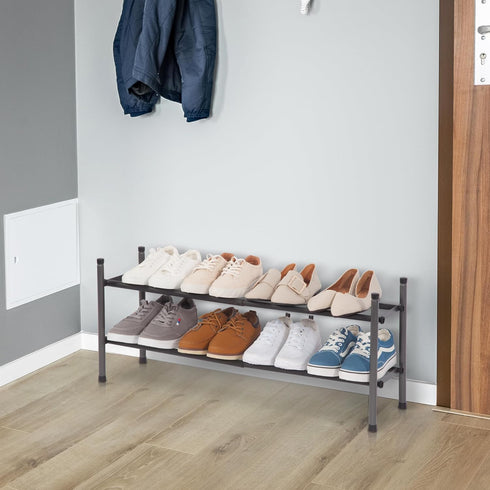 8 Closet, 2 STORAGE MANIAC Expandable Shoe Rack, Pairs Stackable Small Shoe Rack, Metal Adjustable Shoes Organizer