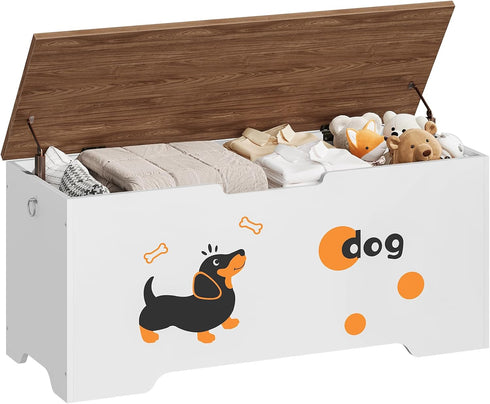 2 43.3" WH495CW01 HOOBRO Toy Box, Toy Chest with Safety Hinges, Storage Bench, Wooden Storage Chest, for Entryway