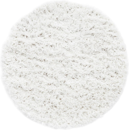 Unique Loom Davos Shag Collection Area Rug - Solid White/Ivory (2' Round)