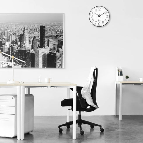 Foxtop 12 Inch Black Wall Clock, Silent Non Ticking Quartz Battery Operated Round Clock for Home Office Decor