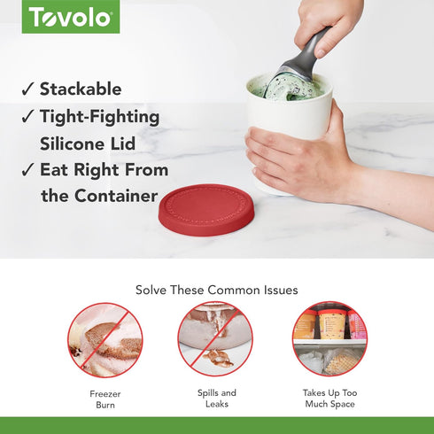 1 Frozen Tovolo Quart Ice Cream Containers with Lid for Homemade Ice Cream Toppings Supplies, Air Tight Silicone Lid