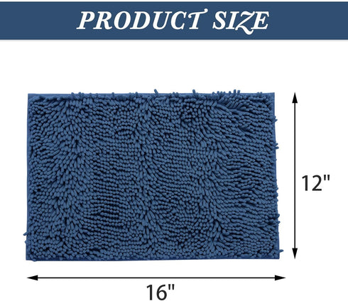 Non-Slip Bath Rug, Extra Soft Microfiber Shag Carpet, Fast Dry Shower Mat, Machine Washable (Navy Blue)