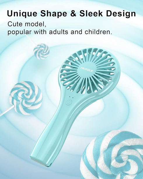 TriPole 2 Pack Handheld Fans - Blue Mini Portable Fans, Rechargeable Battery Operated for Outdoor Travel