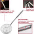 Stainless Steel Spider Strainer Skimmer Spoon Set of 3, Solid Wire Asian Ladle Pasta Strainer with Long Handle