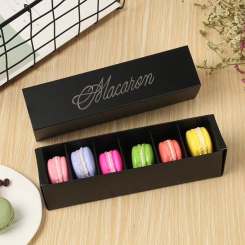 Macaron Box, Chocolate Container, Cookie Holder, Hold 6 Macarons 10 Packs Gift Boxes without Macaron (Black)