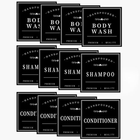 12PCS Bathroom Labels for Soap Dispenser, Waterproof Organization Labels for Shampoo and Body Wash