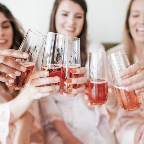 ModParty Cheers Flutes - Set of 12, Wedding Reception, Bachelorette Party, Shatterproof Plastic Cups