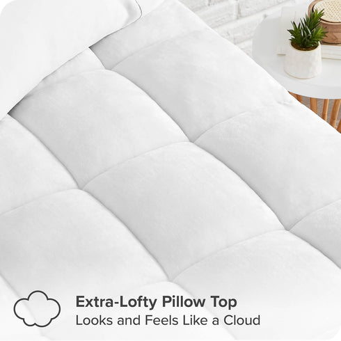 Bare Home Twin XL Mattress Pad - Pillow Top Reversible, Soft Cooling Breathable Mattress Protector