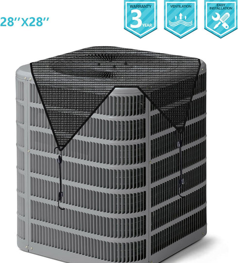 COARBOR 28"x28" Outdoor AC Unit Cover, Mesh Outside Air Conditioner Defender with 4 Bungee Cords