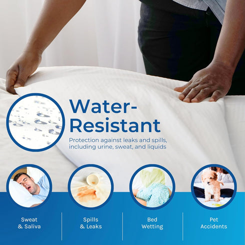 39" 75" 9 15"), Hygea Natural Luxurious Twin Size Mattress Cover, Water-Resistant, Hypoallergenic Zippered Encasement
