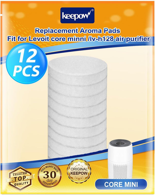 KEEPOW 12 Pack Aroma Pads Refills, Compatible with LEVOIT Core Mini/LV-H128 Air Purifier, Essential Oil Pads Replacement