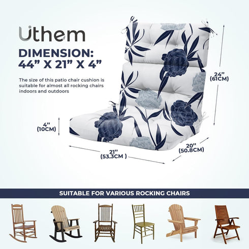 Rocking Chair Cushion, Waterproof Chairs Cushions for Adirondack Chairs Patio Chair High Back Thicked Cushions Outdoor