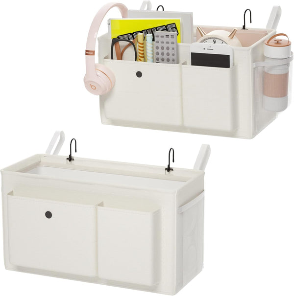 Edudif Bedside Caddy Bedside Organizer with Fixed Straps & Water Bottle Holder,