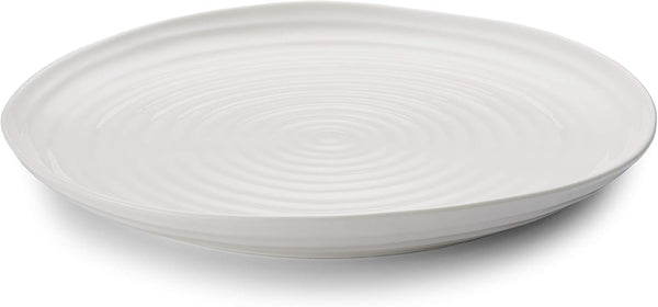 Portmeirion Sophie Conran 12 Inch Round Platter | White Porcelain Serving Tray for Appetizers, Snacks, Sandwiches