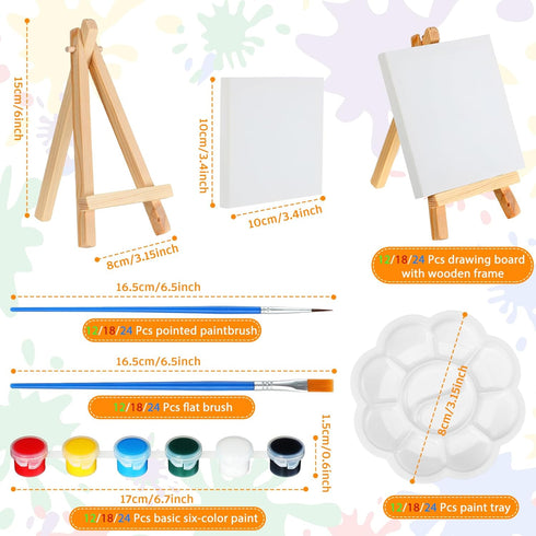 206 4 4 Inch Set HyDren Pcs Paint Party Favors Bulk x Canvas Easel and Watercolor Paint Palette Brush Stickers Puffy