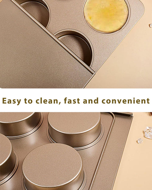 3.7inch 6 Muffin Top Pan for Baking with Lid Jumbo Size, Cup Straight Side Professional English Muffin Cupcake Pan