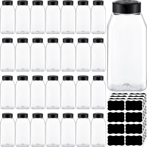 Mifoci 28 Pack 16 oz Plastic Spice Jars with Cap Square Plastic