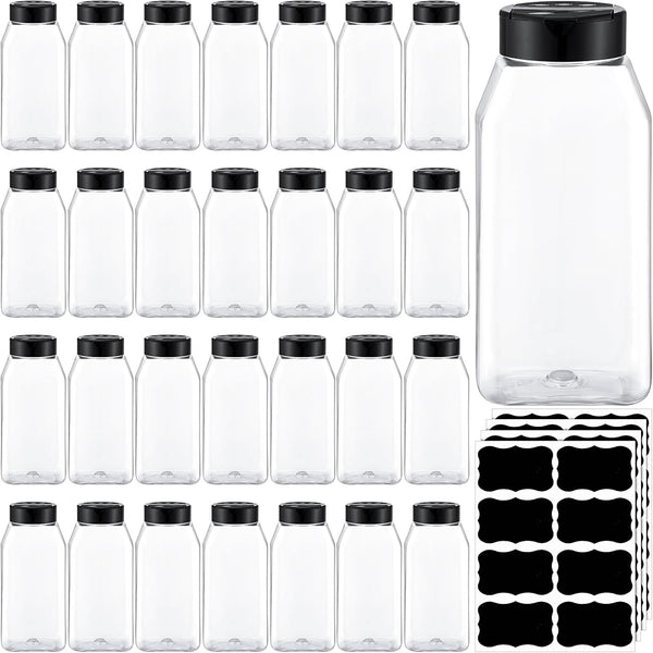 Mifoci 28 Pack 16 oz Plastic Spice Jars with Cap Square Plastic