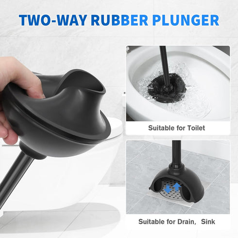 LOVLOY Brush,2 Pack Set 2-in-1 5.3-inch Toilet Plunger and Bowl Brush and Heavy Duty Toilet Plunger with Ventilated