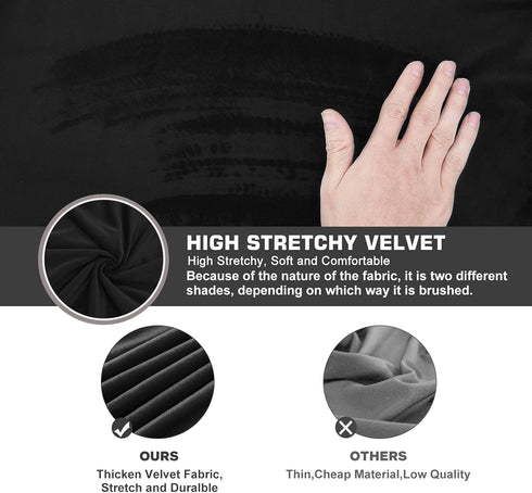 NeColorLife Velvet Ottoman Cover, Stretchable Footrest Slipcover with Elastic Band, Thick Stool Cover for Rectangle