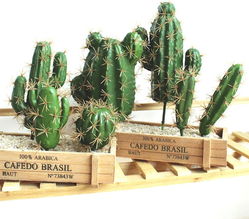 FagusHome Artificial Cactus Decor - Faux Cactus Plant Fake Succulents, 4 Pieces Unpotted Indoor Décor